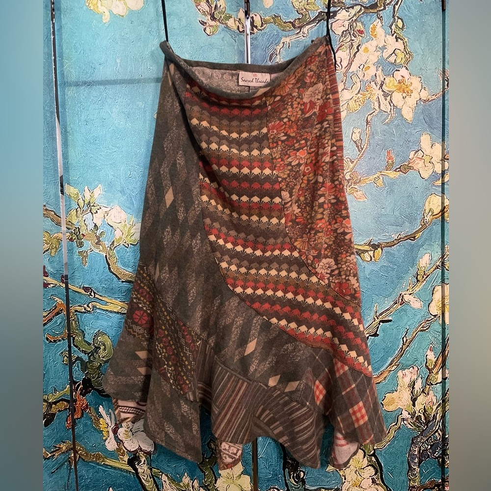 patchwork skirt in warm tones